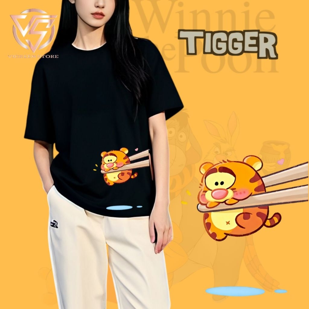 KATUN เสื้อยืดผ้าฝ้ายพรีเมี่ยม Piglet pooh Tiger eeyore series ขนาดเต็ม