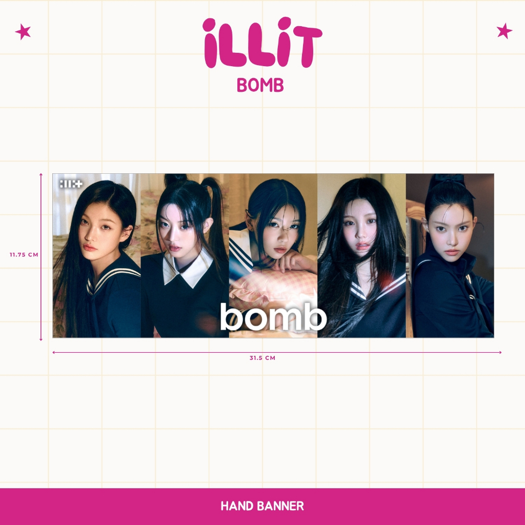 HOLOGRAM HAND BANNER ILLIT BOMB HANDBANNER KPOP UNOFFICIAL IROHA MINJU MOKA WHANEE YUNAH