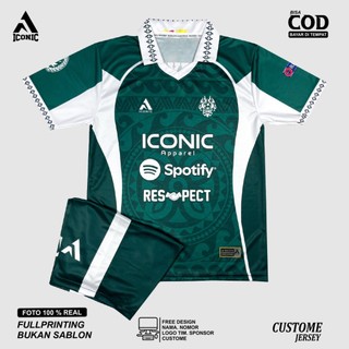 Jersey Futsal dan Bola batik hijau tua Custom Nama dan Nomor Desain sendiri [Bisa satuan]