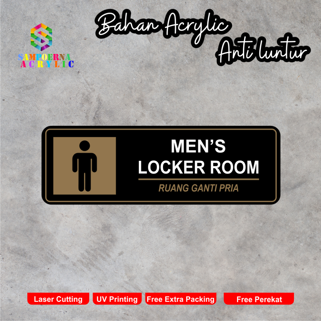 ACRYLIC SIGN Mens Locker Room 30 X 10 MINIMALIST AESTHETC