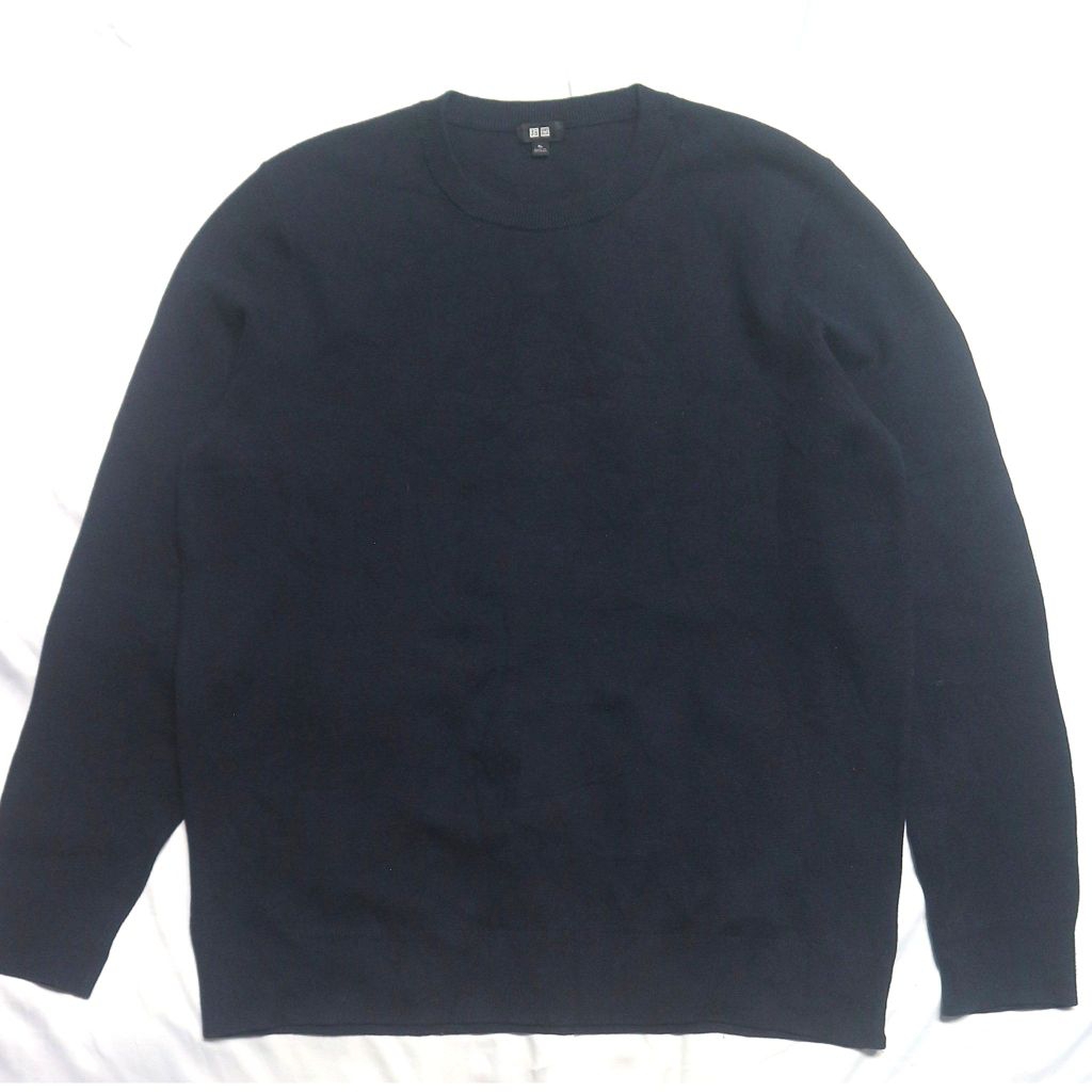 UNIQLO Milano Washable Rib หนา Navy Cool Like ใหม่เสื้อถักเสื้อกันหนาวถักเสื้อกันหนาวเสื้อขนสัตว์