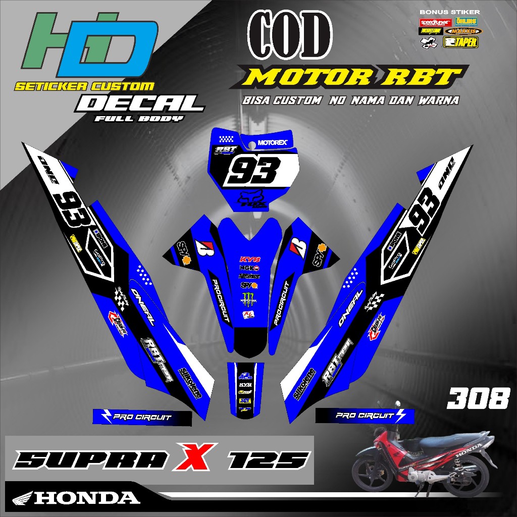 สติ๊กเกอร์ดีคอลใหม่ล่าสุด RBT รถจักรยานยนต์ SUPRA