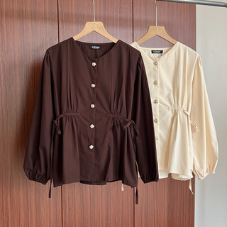 Hazel Tie Blouse • Atasan Wanita Casual Terlaris Soft Yellow