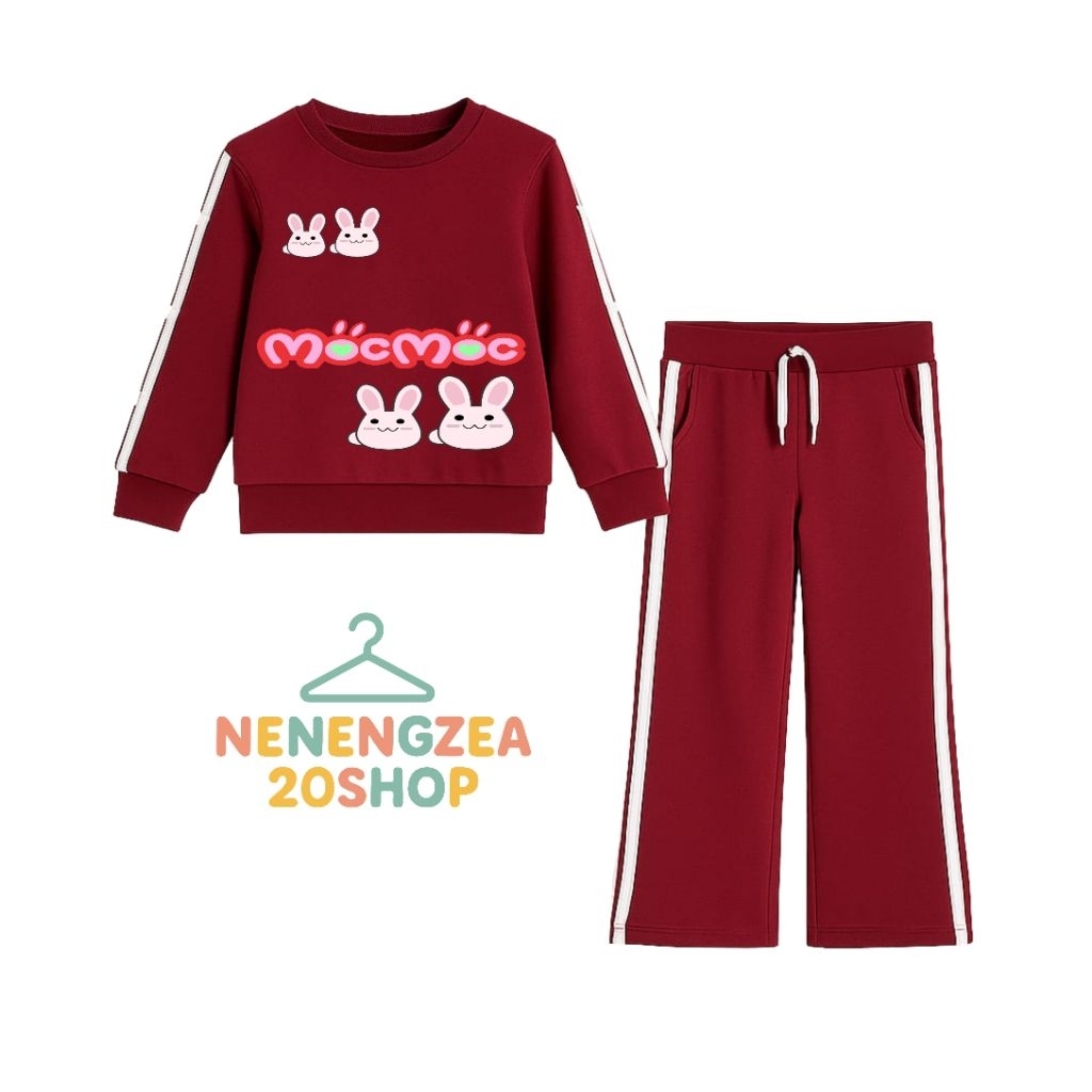 ชุดเสื้อผ้าเด็กผู้หญิง Pariasi Strip Vita Mocmoc motif Culottes & Sweater อายุ 4 ถึง 10 ปี