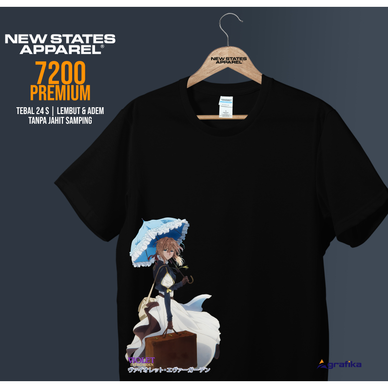 เสื้อยืดผ้าฝ้ายพรีเมี่ยมเครื่องแต่งกายสหรัฐอเมริกาใหม่ - V1ol3t Evergarden