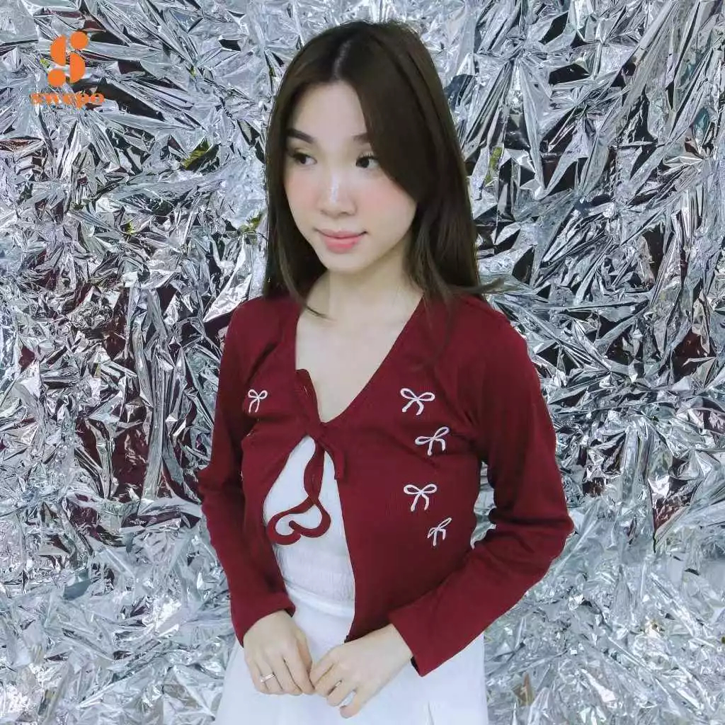 เสื้อคาร์ดิแกนแฟชั่นสําหรับผู้หญิง Cardi Ruka Rib Knit Fit ถึง L