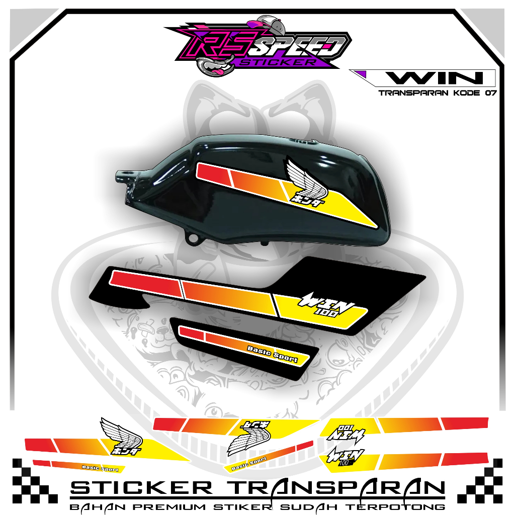 WIN Striping Variations of WIN TRANSPARENT Sticker CODE 07 PREMIUM MATERIAL
