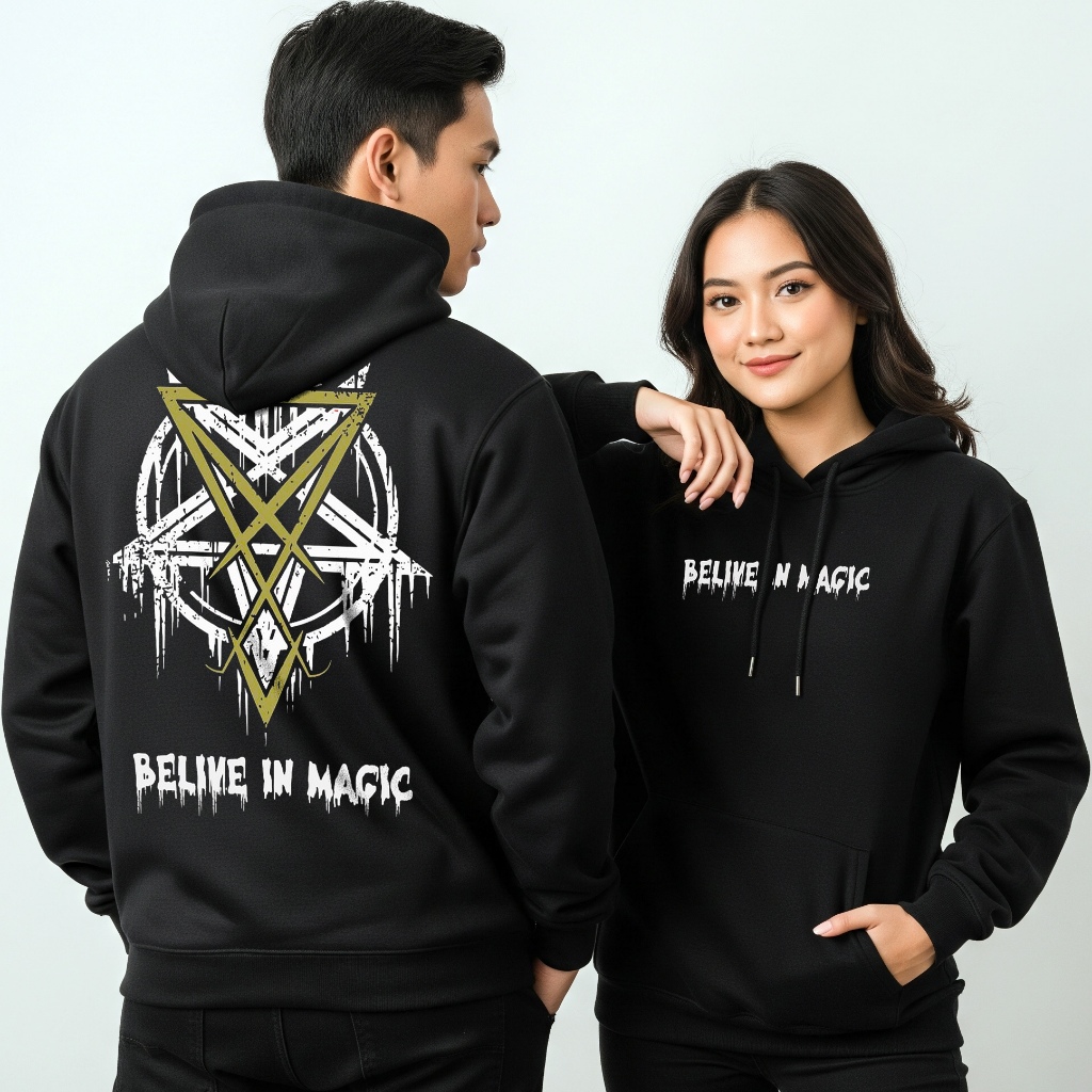 HOODIA JACKET ผู้ชายผู้หญิง BELIVEE ใน MAGIC ABSTRACT SWEATSHIRT DISTRO SCREEN PRINTING RELAXED PREM