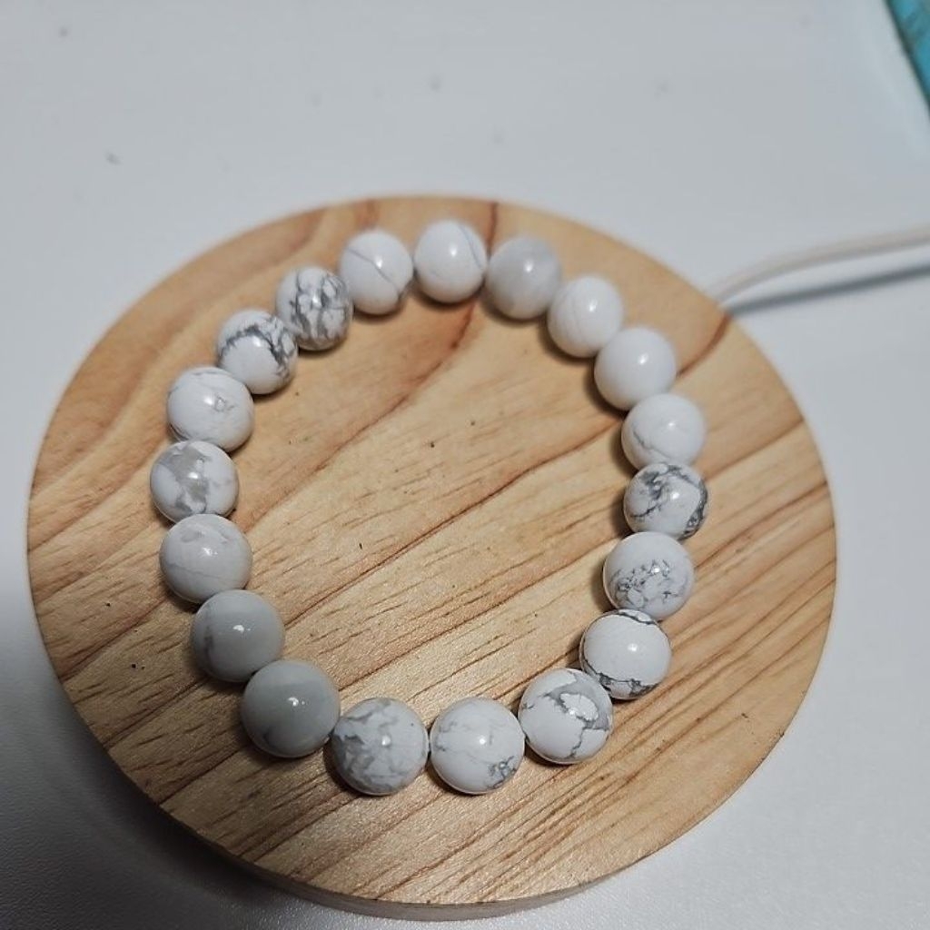 HOWLITE ของแท้ BRACELET STONE 10MM CIRCLE LENGTH 19CM