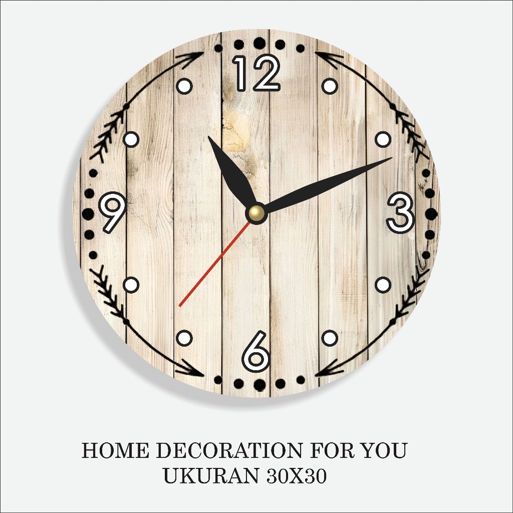 ROOM WALL CLOCK WOODEN THEME AESTHETIC WALL DECOR MIDDLE ROOM LIVING ROOM