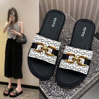 Gaya Korea Sandal Slop Wanita Terbaru Sendal Selop Anti-selip Sandal Pakai Luar Ruangan Bahan PVC Premium Uk.37-41