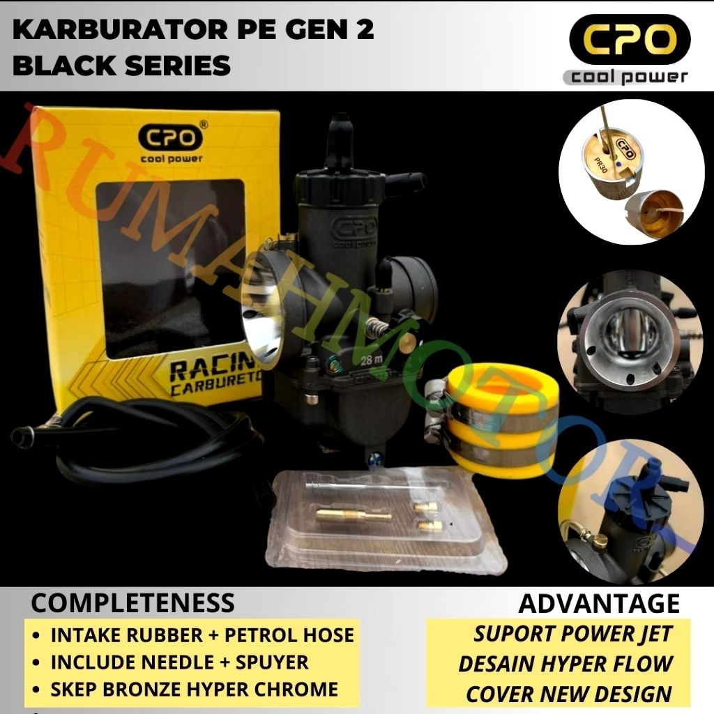 CPO CARBURETOR GEN 2 PE 24 26 28 30 ชุดสีดํา