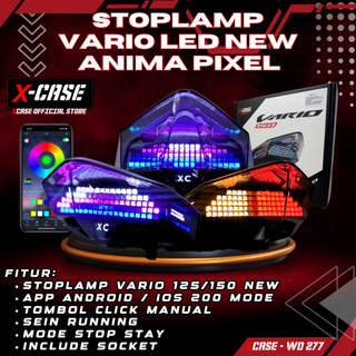 X-Case Stoplamp Lazy Pixel Animasi Vario Led New 125 150 RGB Aplikasi 200 Mode Tombol Click WD 277