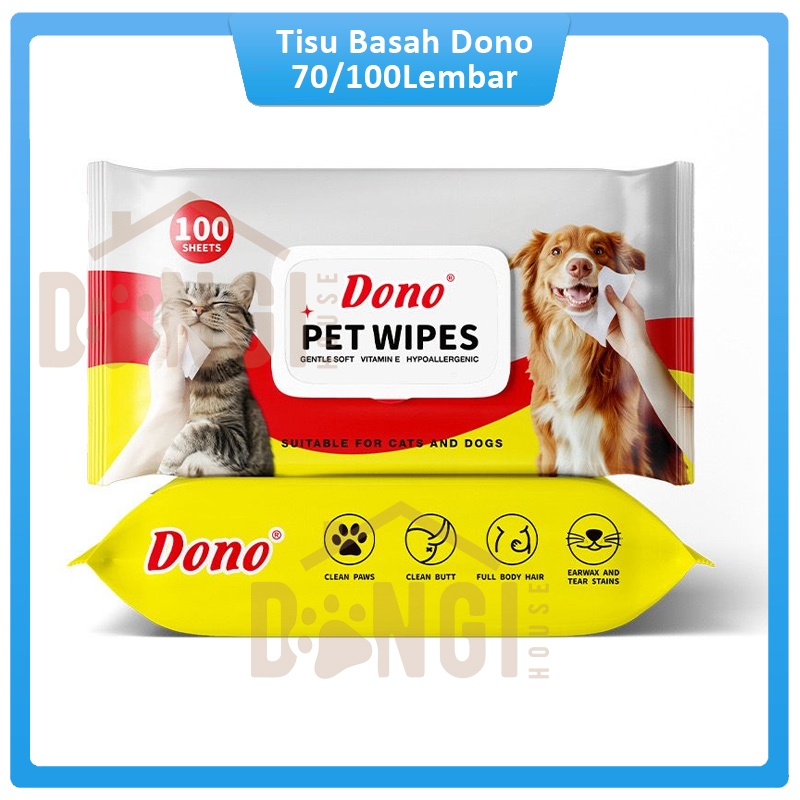 Dono ผ้าเช็ดทําความสะอาดสัตว์เลี้ยง 70Lbr 100Lbr ผ้าเช็ดทําความสะอาดเปียกสําหรับสัตว์เลี้ยงแมวสุนัขก