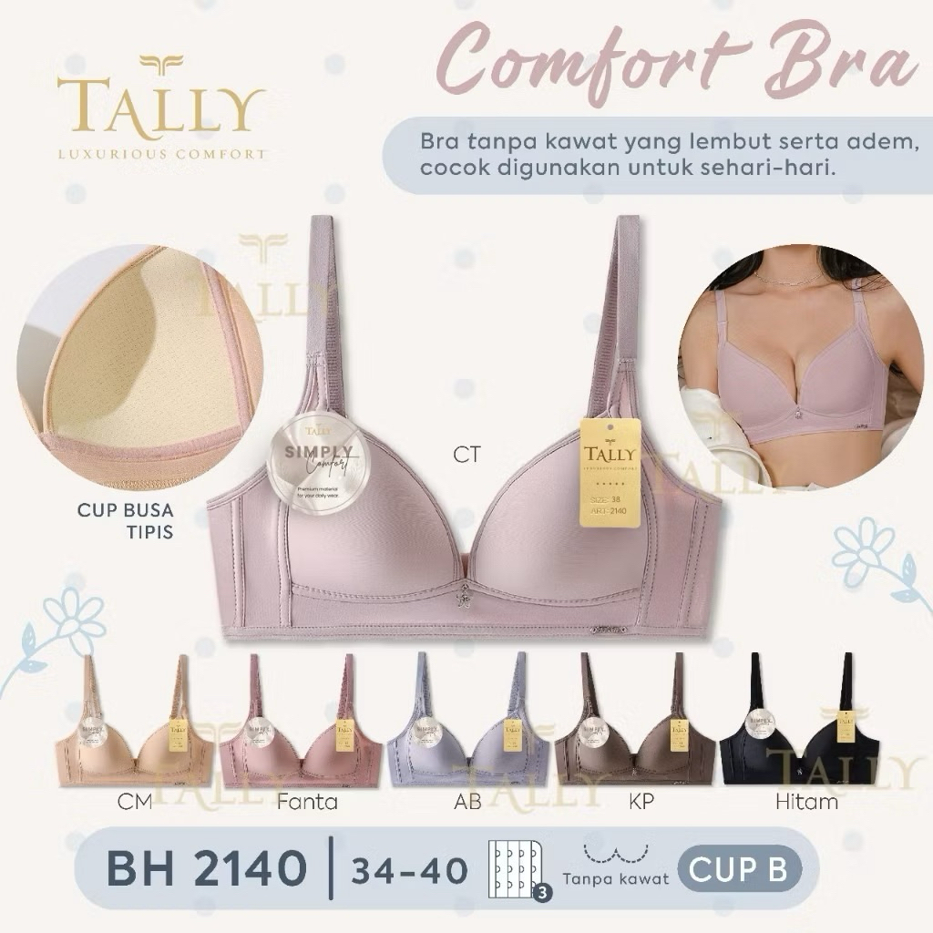 SALLY BRA BH 2140 I CUP BI THIN FOAM I WIRELESS I SIZE 34 - 40