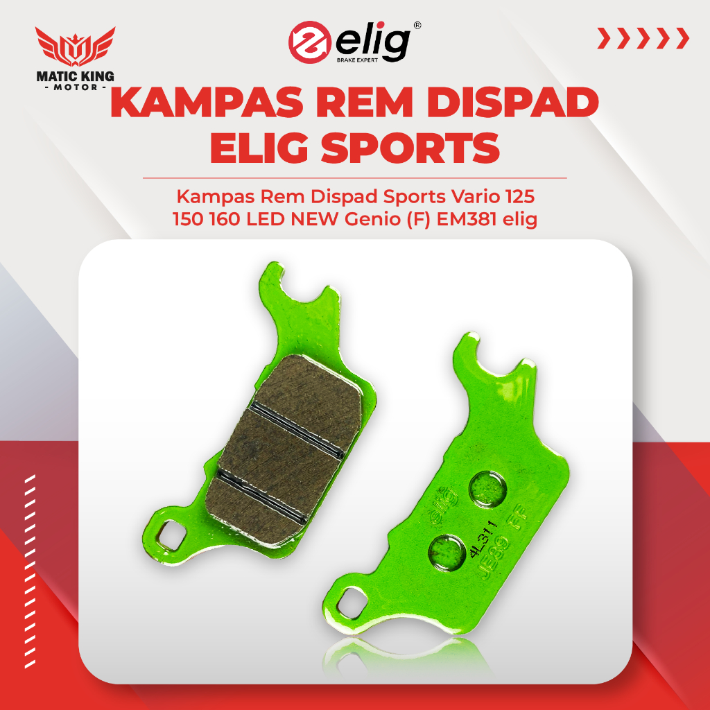 ELIG ผ้าดิสก์เบรกหน้าสําหรับ Vario Genio 110 125 150 160 เก่าใหม่ CBS SPORTS EM 381
