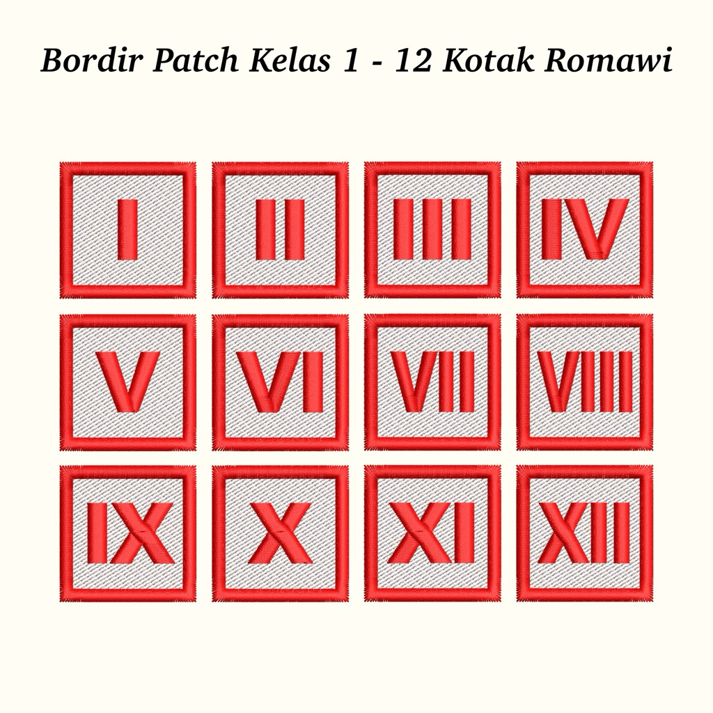 CUSTOM EMBROIDERED PATCH CLASS NUMBER ROMAWI / BET NAME BOX CLASS 1-12 / CLASS NUMBER EMBROIDERRED I