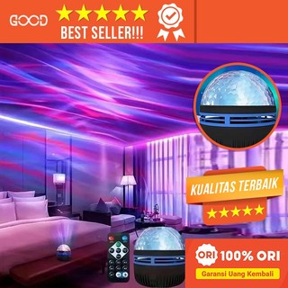 Lampu Tidur Proyektor Aurora Borealis / Sky Vortex RGB 7 Color Mode Remote USB