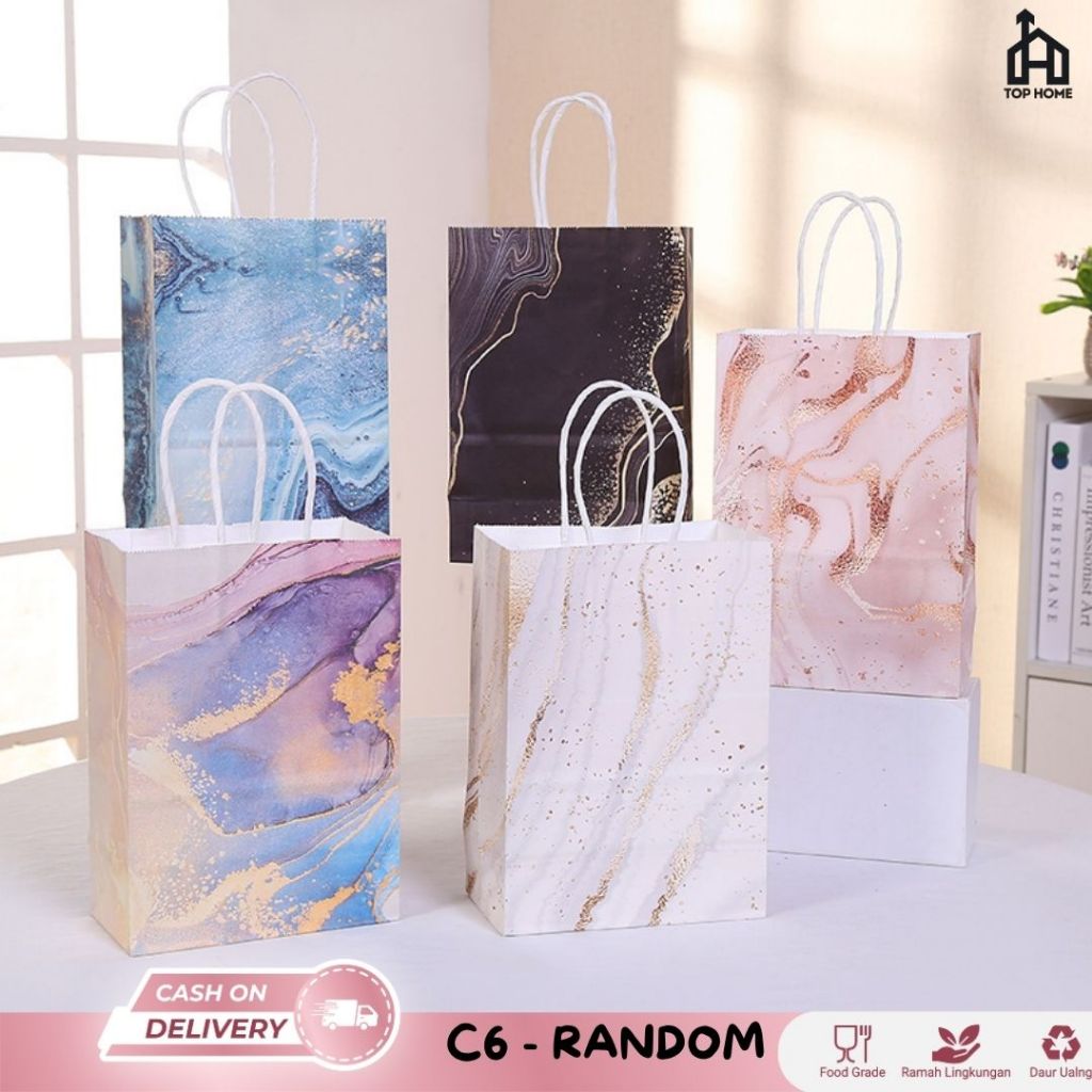 [1] Marble Motif Paper Bag / Paper Bag Goodie Bag / Dino Paper Bag / กระเป๋าของขวัญวันเกิด