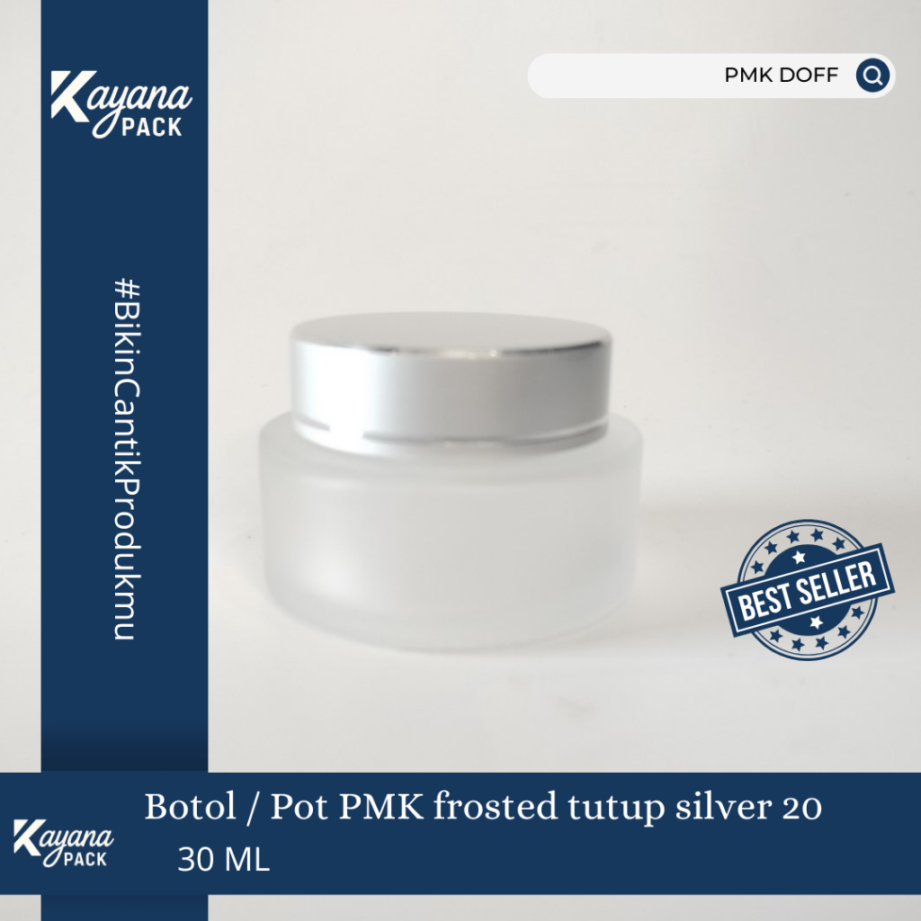 Pot Cream Jar 30 gr Frosted Gold PMK Glass PD Gold หรือ Silver / PMK Doff 30gr ฝาเงินหรือทอง