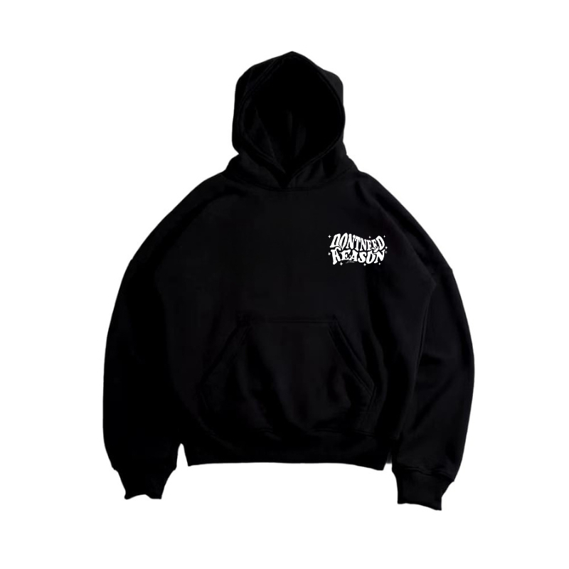 อย่าเสียใจให้เหตุผล Boxy Hoodie / Mens Black Oversize Boxy Hoodie / Unisex Boxy Jacket