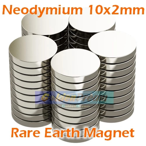 10x2 มม.Super Strong Neodymium แม่เหล็กแรงสูง Neodymium กระบอกเส้นผ่านศูนย์กลาง 10 หนา 2 มม. N52 10x