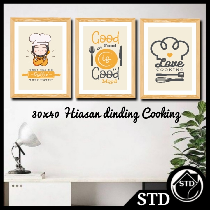 STD KITCHEN WALL DECORTATION 30X40 KITCHEN PLUS กรอบไม้ SKN SULTANDKOR MOTIF