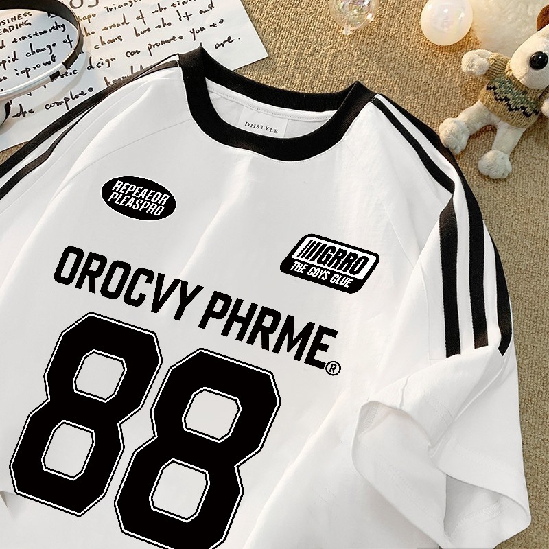 Fastfash Mens Distro T-Shirt 100% Original No. 88 American Alphabet Team Oversize shirt Mens Stripe 