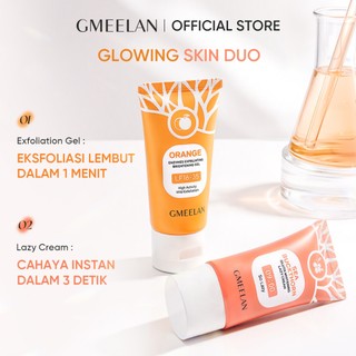 GMEELAN Orange Exfoliating Gel Blackhead Remova Peeling Face Mengangkat Sel Mati Mencerahkan Wajah Eksfoliasi + Gluta Whitening Lazy Cream Day Cream Night Cream Pemutih Wajah Whitening Brightening Dark Spot Pelembab Wajah Facial Moisturizer Skincare kit