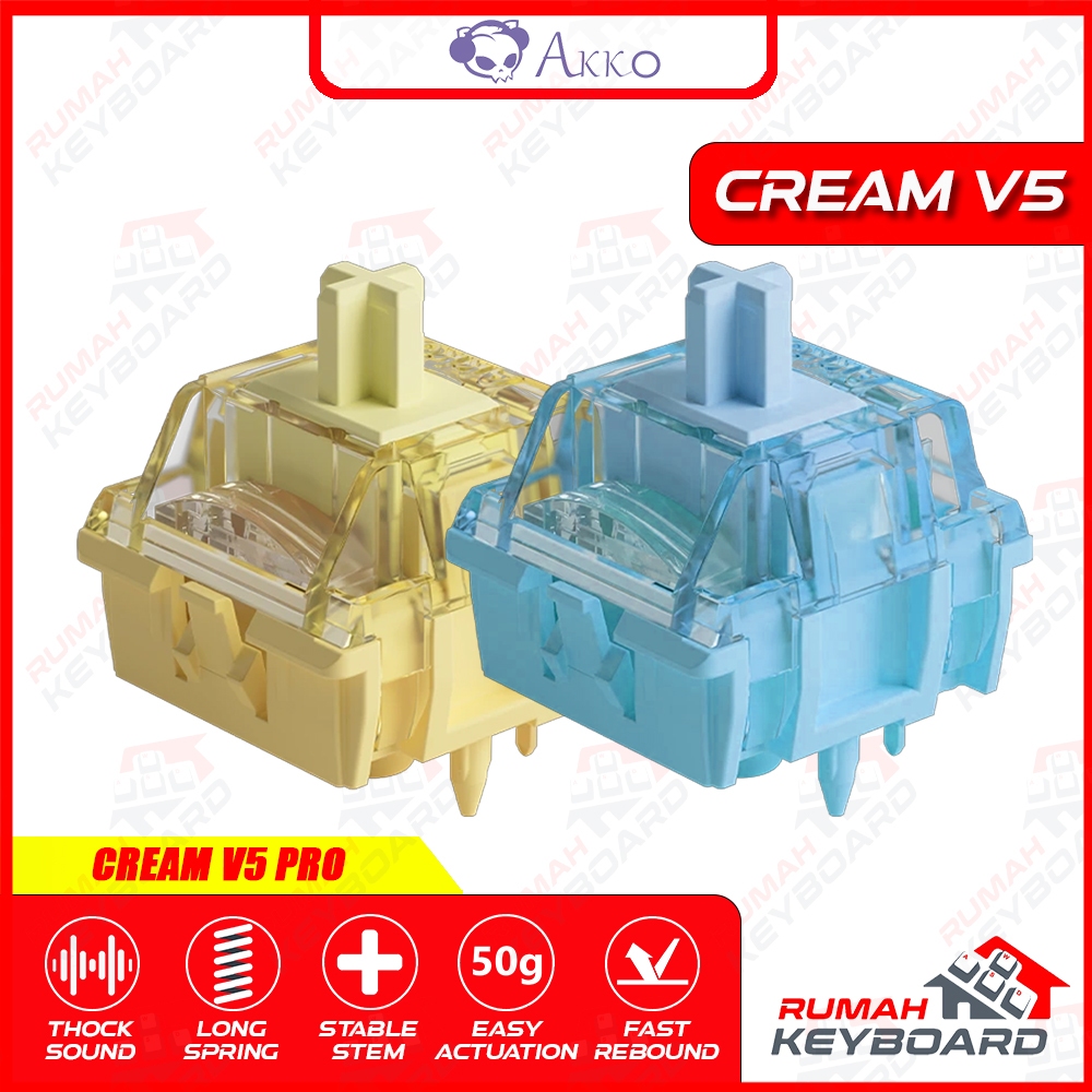 SWITCH - AKKO CREAM BLUE - CREAM YELLOW - V5 PRO - 5 PIN - 45g - PCB Mount - คีย์บอร์ดแบบกลไก