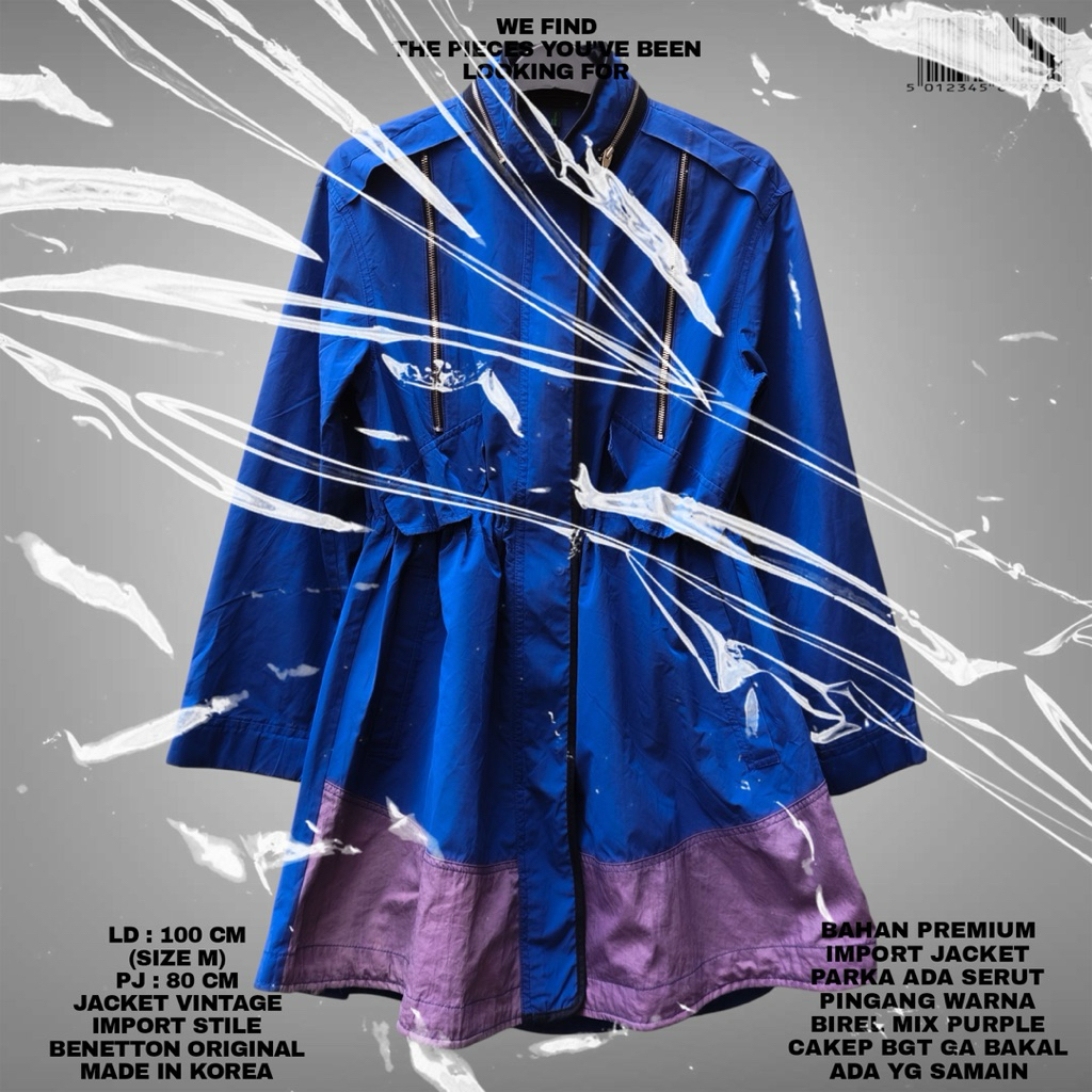 สไตล์ BENETTON เดิม/JACKET นําเข้าพรีเมี่ยม/KOREAN JACKET PARKA/JACKET PARKA/BIREL สีฟ้าแจ็คเก็ต/LON