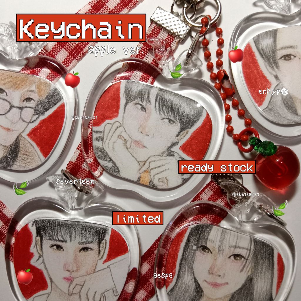 GANTUNGAN พวงกุญแจ Apple Shape พวงกุญแจพวงกุญแจ Seventeen Wonwoo Mingyu Dokyeom DK Aespa Giselle Enh