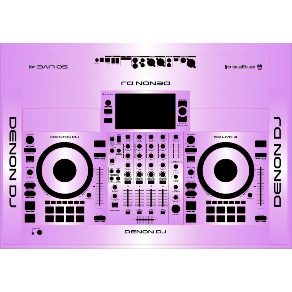 DENON DJ SC LIVE สติ๊กเกอร์ป้องกันอุปกรณ์ดีเจเพลง 4 เพลง