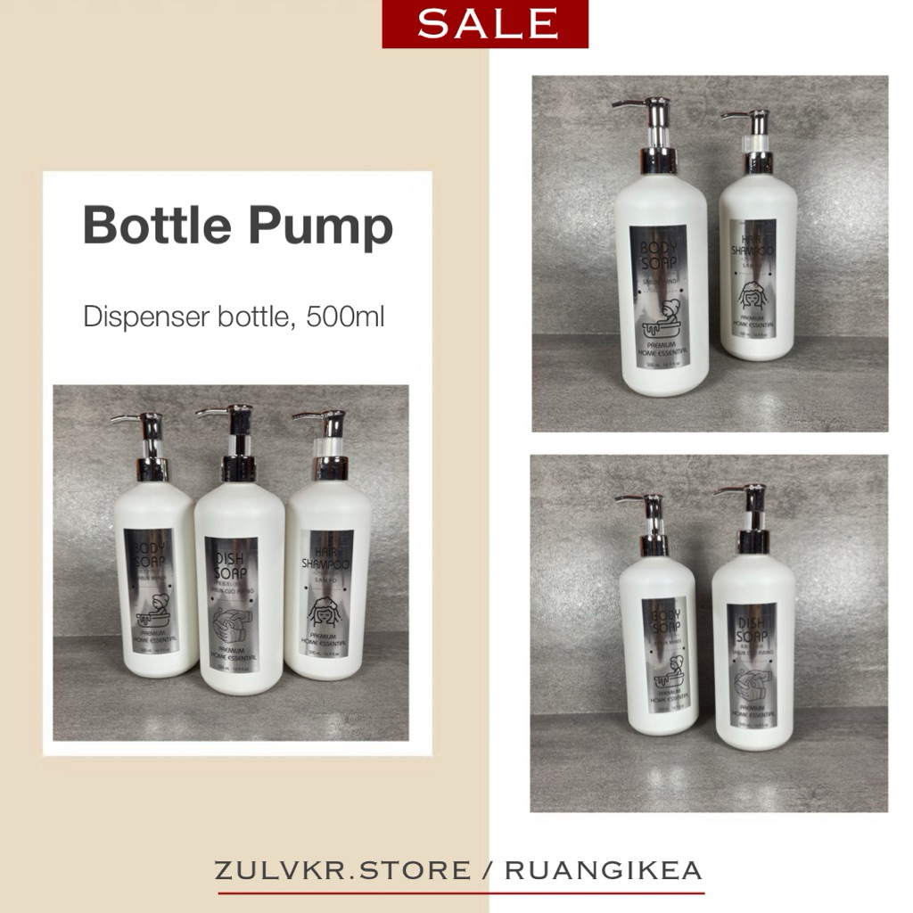 [P6.8] Aesthetic Plastic SILVER Pump Soap Bottle / Shampoo Refill Pump Bottle / Refill Bottle Minima