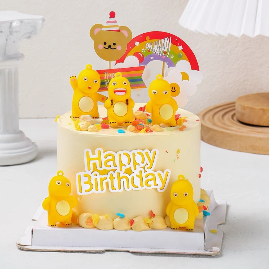 3 ชิ้นเค้ก Topper สีเหลือง NAILONG-Dino รูป/สีเหลือง NAILONG-Dino เค้กวันเกิดตกแต่ง