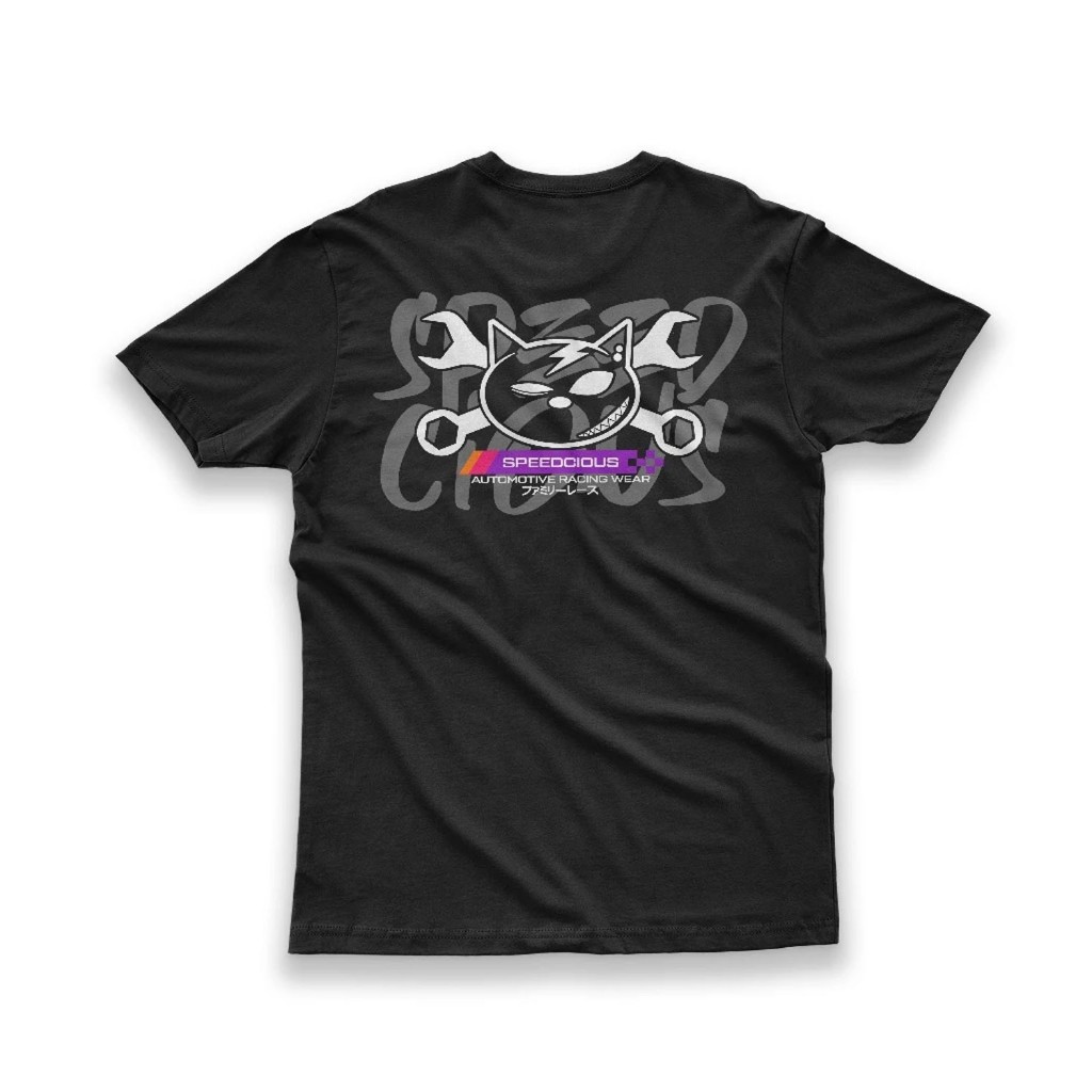 KATUN Speedcious Mens Distro Emoji Racing T-Shirt - เสื้อยืดท็อปผ้าฝ้ายสีดําธรรมดาสบาย