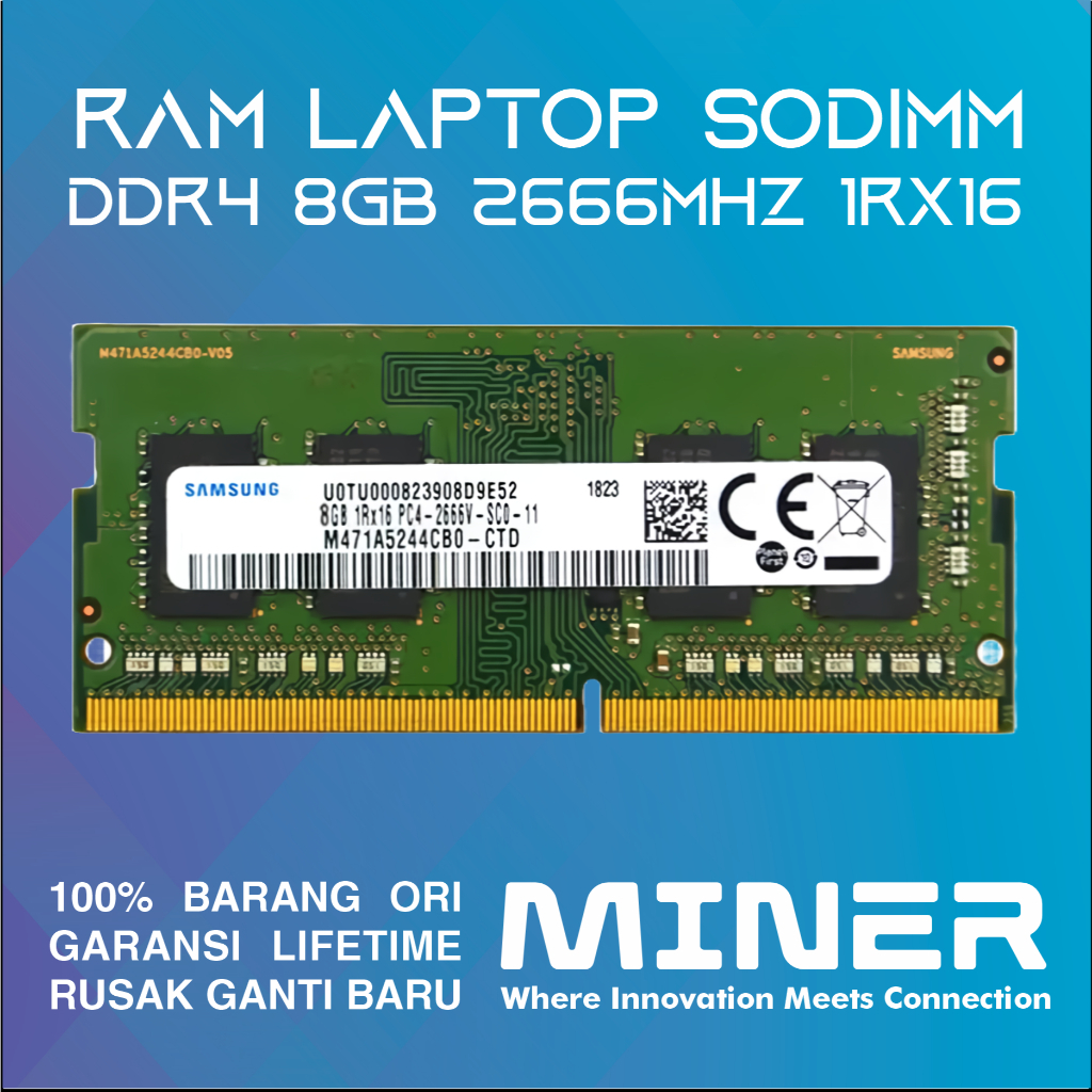 SODIMM DDR4 8GB 2666Mhz PC21300 หน่วยความจําแล็ปท็อป RAM 1RX16