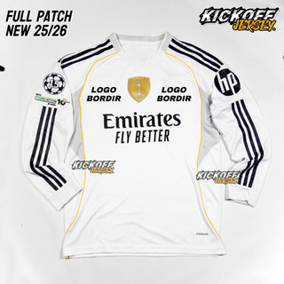 (LONGSLEEVE) JERSEY MADRID HOME LS GRADE ORI NEW SEASON 25/26 FULL PATCH 2025 2026