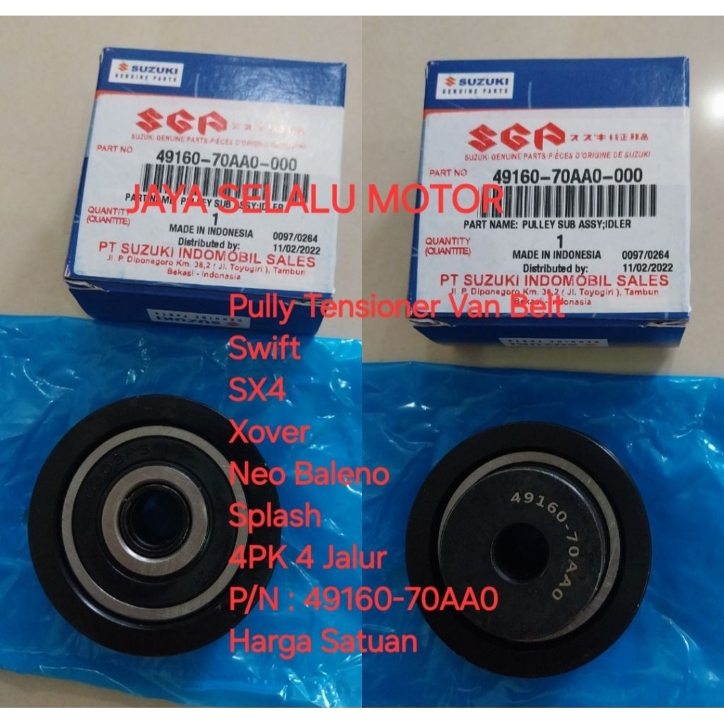 แบริ่งรอก Pully Idler Tensioner Bering Puli Poli Fan Van Belt Klahar Lahar Vanbelt Swift SX4 SX 4 Neo Baleno Xover X-Over Splash 4PK 4 PK 49160-70AA0