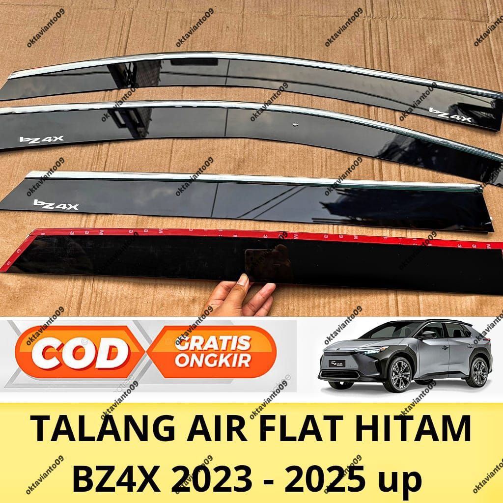 กระบังหน้าแบนด้านข้างสีดํา Gutter พร้อม Chrome List BZ4X 2023 2024 2025 2026