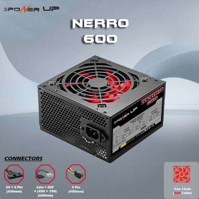 NERRO 600W 8 Pin Red Power Supply