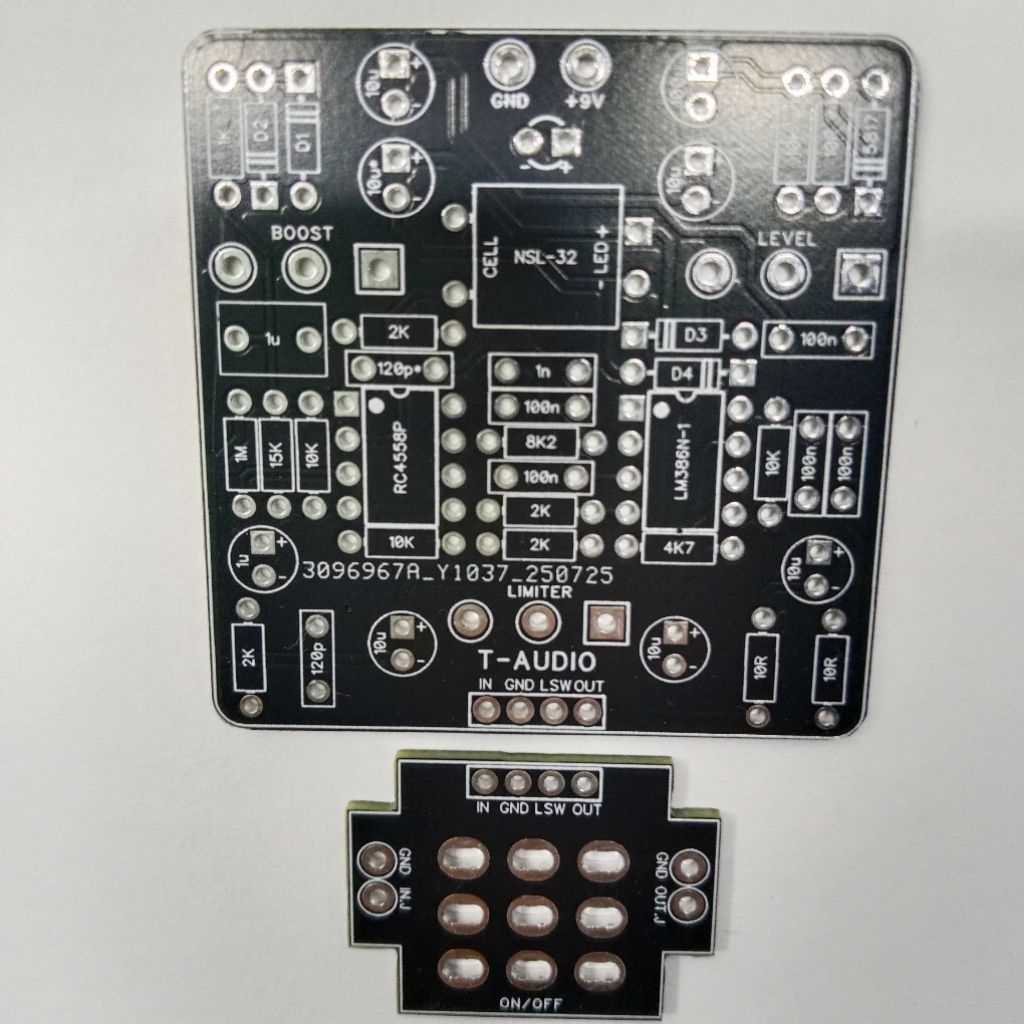 T-Audio PCBFX-353 จาก SoloDallas Storm Booster Limiter กีตาร์ Stompbox DIY PCB 1590B NSL-32 BAT42