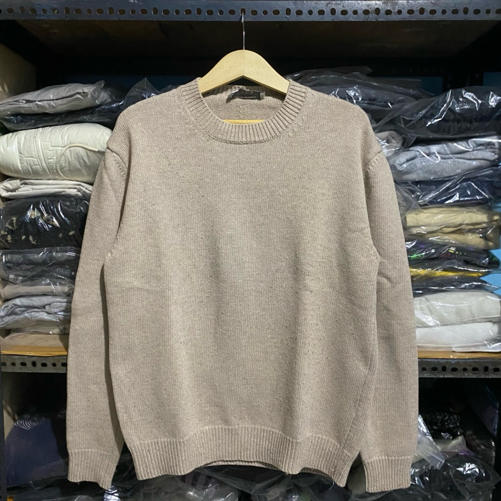 Logan Kr Wool Knit Khaki Brown-ish Size L 67x56