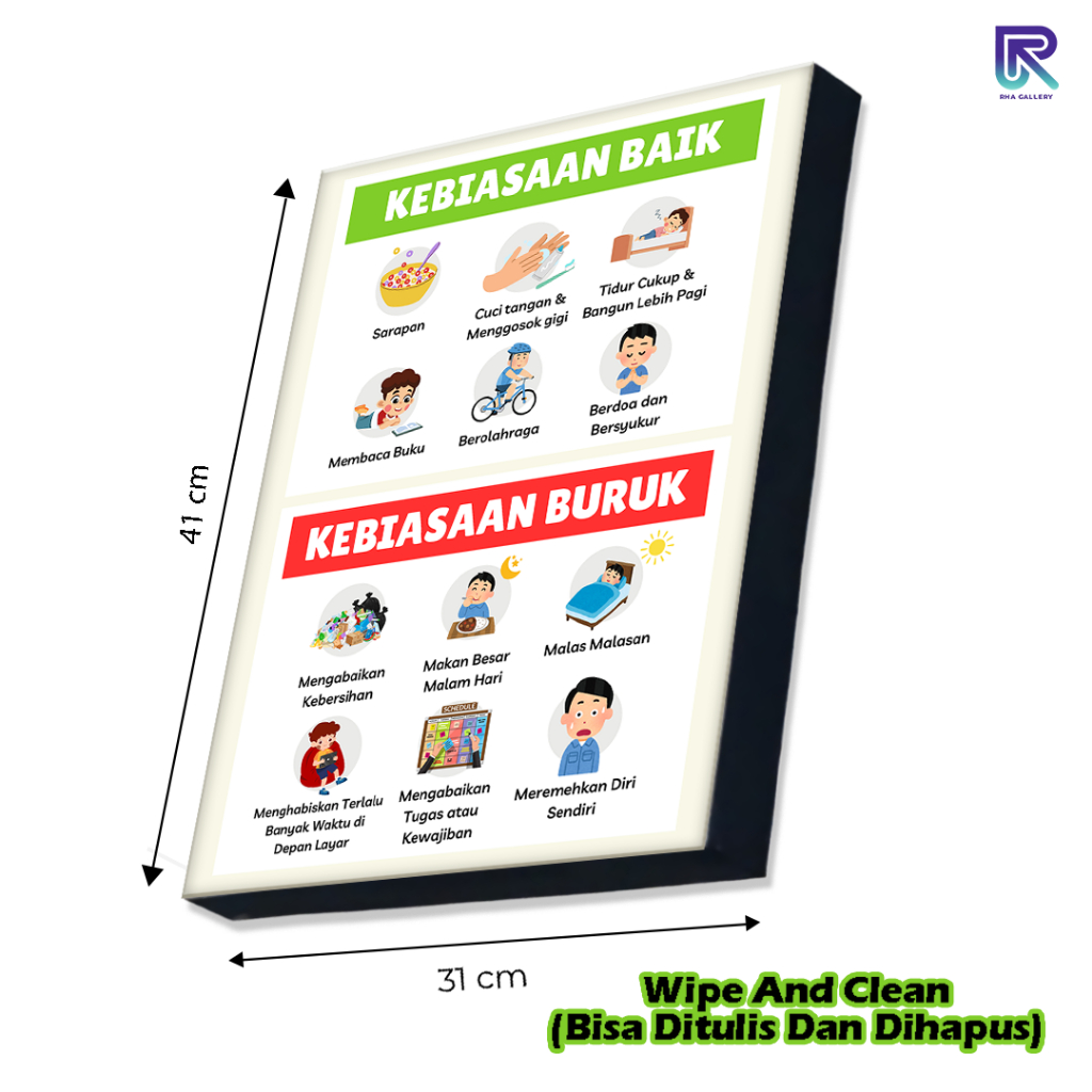 RHA GALLERY กระดานไวท์บอร์ดไม้ นิสัยที่ดีสําหรับเด็กการออกแบบการศึกษาสําหรับการเรียนรู้