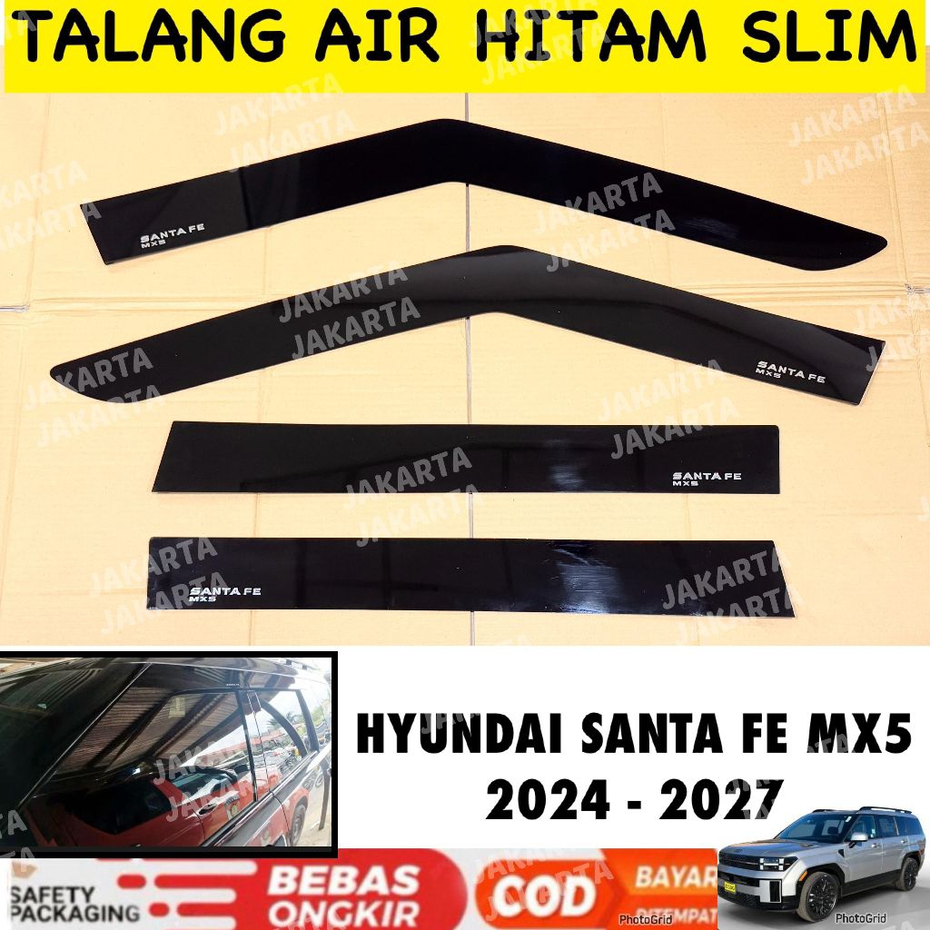 Hyundai Santa FE MX5 MX 5 2024 2025 2026 2027 กระบังหน้าด้านข้างแบนสีดํา