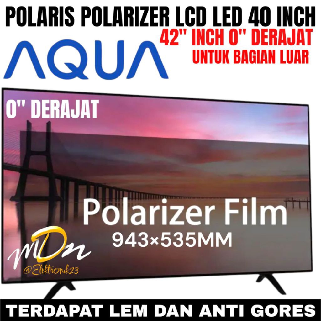 POLARIS POLARITIZER LCD LED AQUA 42" นิ้ว 0" เคลือบฟิล์มพลาสติก DEGREE พิเศษสําหรับภายนอกหรือด้านหน้