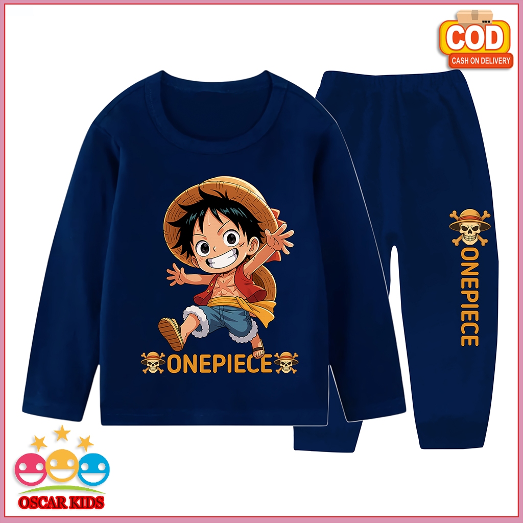 ONE PIECE ANIME BOYS SLEEVE SLEEVE กางเกงขายาว 3 YEARS-0 YEARS