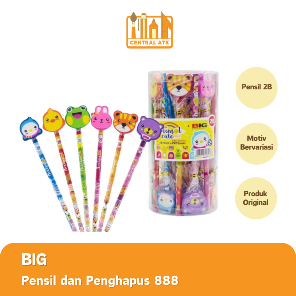 PENCIL / PENCIL AND ERASER 2B BIG 888 TUBE (1 ชิ้น)