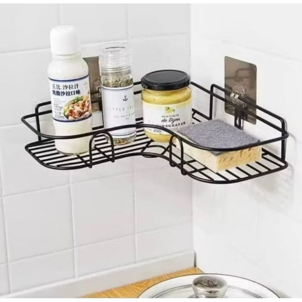 AESTHETIC BATOOM CORNER SHELF KITCHEN CORNER SHELF STURDY IRON CORNER SHELF MULTI PURPOSE CORNER SHE