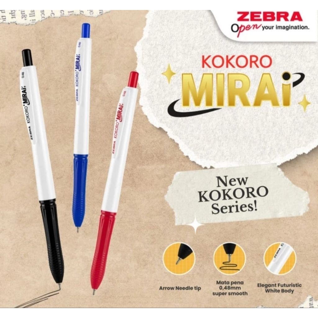ปากกา ZEBRA Gelpen Kokoro Mirai Blue 0.48 mm (ยกโหล)